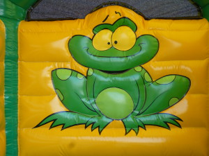Springkasteel met groene kikkerfiguur